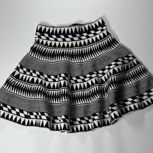 Mi Ami Black and White Geometric Skater Skirt